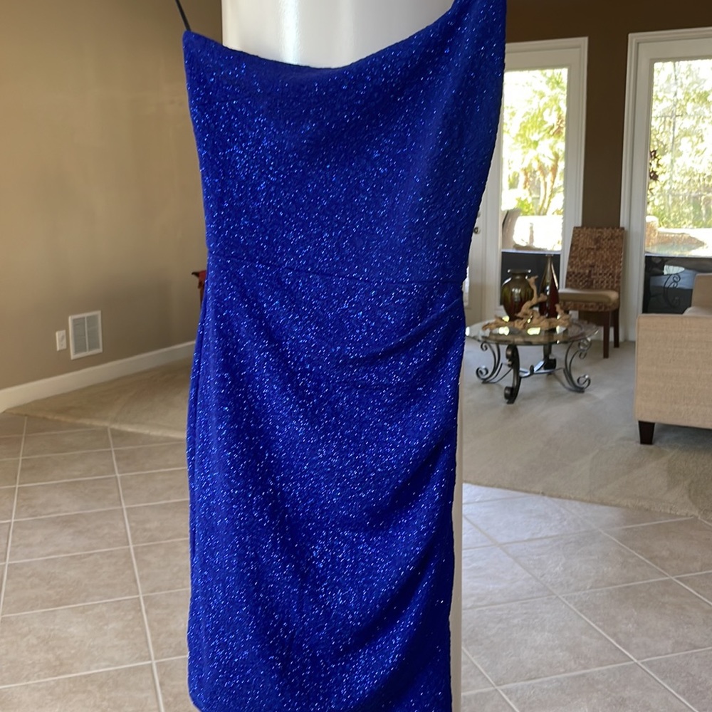 Windsor, HOCO Homecoming dress, mini, body con, blue, sparkle, XS